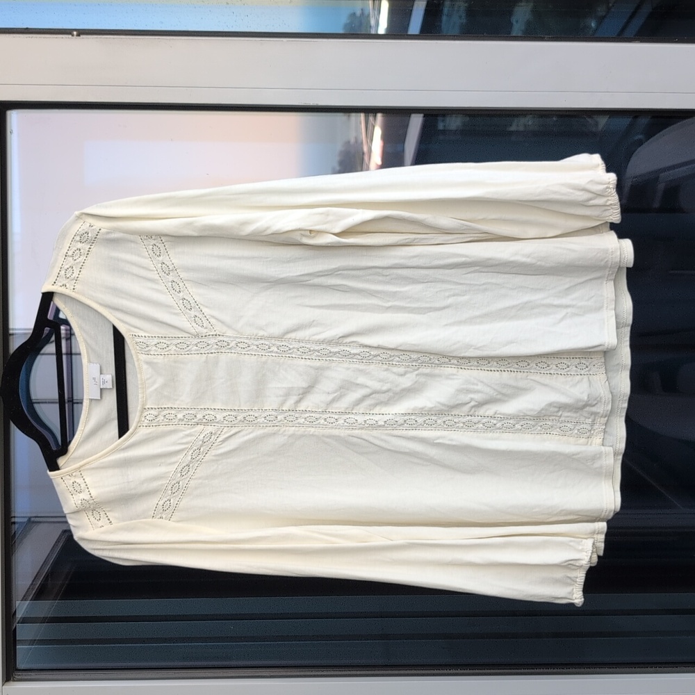 J. Jill Cream Blouse with Lace / eyelet Design XL